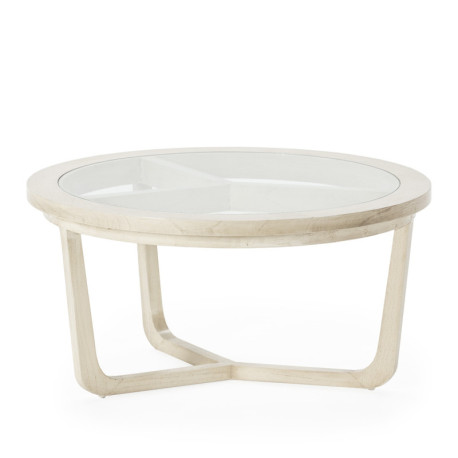 MESA DE CENTRO 80x80x40 MADERA BLANCO VELADO/CRISTAL