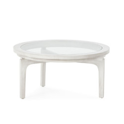 MESA DE CENTRO 80x80x40 MADERA GRIS VELADO/CRISTAL