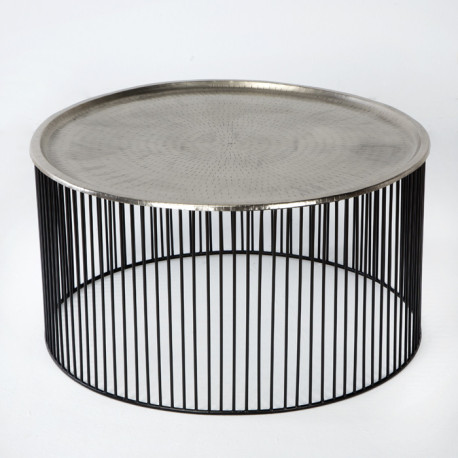 MESA DE CENTRO 80x80x42 HIERRO NEGRO/PLATA