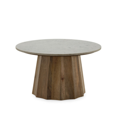 MESA DE CENTRO 80x80x45 MARMOL BLANCO/MADERA NOGAL