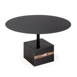MESA DE CENTRO 81x81x47 METAL DORADO/MARMOL NEGRO
