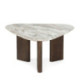 MESA DE CENTRO 85,09x85,09x43,82 MARMOL BLANCO/MADERA NOGAL