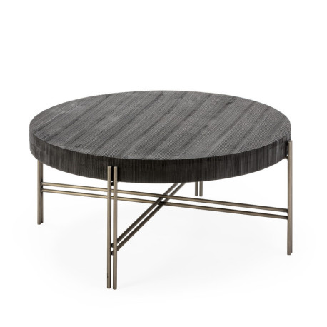 MESA DE CENTRO 86x86x47 METAL NIQUEL/MADERA NEGRO