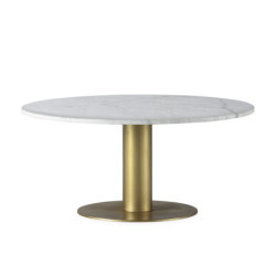 MESA DE CENTRO 90x90x40 METAL DORADO/MARMOL BLANCO