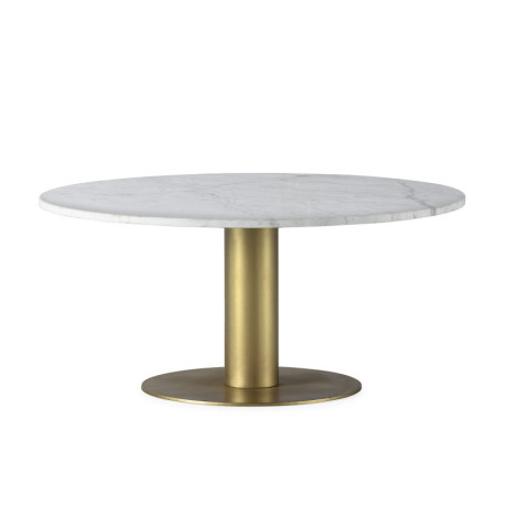 MESA DE CENTRO 90x90x40 METAL DORADO/MARMOL BLANCO