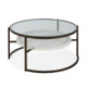 MESA DE CENTRO 92x92x45 CRISTAL/METAL BRONCE/MARMOL BLANCO