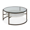 MESA DE CENTRO 92x92x45 CRISTAL/METAL BRONCE/MARMOL BLANCO