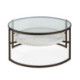 MESA DE CENTRO 92x92x45 CRISTAL/METAL BRONCE/MARMOL BLANCO