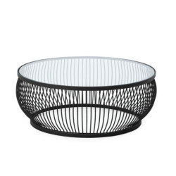 MESA DE CENTRO 93x93x34 CRISTAL/METAL NEGRO