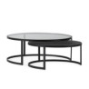 MESA DE CENTRO SET/2 110x100x42/85,5x85,5x37,5 CRISTAL TEMPLADO/MADERA/METAL NEGRO