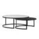 MESA DE CENTRO SET/2 110x100x42/85,5x85,5x37,5 CRISTAL TEMPLADO/MADERA/METAL NEGRO