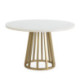 MESA DE COMEDOR 120x120x75 MADERA BLANCO/METAL DORADO