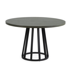 MESA DE COMEDOR 120x120x75 MADERA GRIS/METAL NEGRO