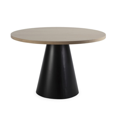 MESA DE COMEDOR 120x120x75 MADERA NATURAL/METAL NEGRO