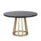 MESA DE COMEDOR 120x120x75 MADERA NEGRO/METAL DORADO