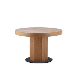 MESA DE COMEDOR EXTENSIBLE 120x120x76/160x120x76 MADERA ROBLE NATURAL/METAL NEGRO