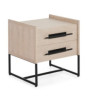 MESITA DE NOCHE 2 CAJONES 50x45x54 MADERA MINDI NATURAL/METAL NEGRO