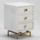 MESITA DE NOCHE 42x40x60 METAL DORADO/MADERA MINDI BLANCO