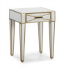 MESITA DE NOCHE 45x40x60 ESPEJO/CRISTAL BLANCO/DM DORADO