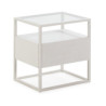 MESITA DE NOCHE 50x40x55 CRISTAL/MADERA BLANCO