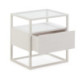 MESITA DE NOCHE 50x40x55 CRISTAL/MADERA BLANCO