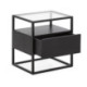 MESITA DE NOCHE 50x40x55 CRISTAL/MADERA NEGRO