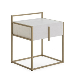 MESITA DE NOCHE 50x40x60 MADERA BLANCO/METAL DORADO