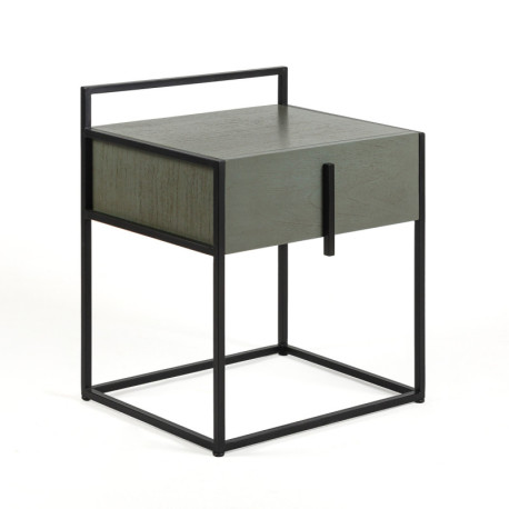 MESITA DE NOCHE 50x40x60 MADERA GRIS/METAL NEGRO