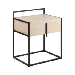 MESITA DE NOCHE 50x40x60 MADERA NATURAL/METAL NEGRO