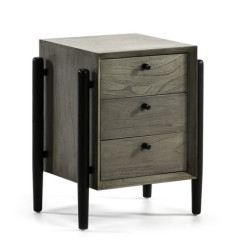 MESITA DE NOCHE 50x40x61 MADERA MINDI GRIS/NEGRO
