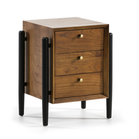 MESITA DE NOCHE 50x40x61 MADERA MINDI MARRON/NEGRO