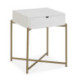 MESITA DE NOCHE 50x40x62 MADERA BLANCO/METAL DORADO
