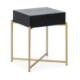 MESITA DE NOCHE 50x40x62 MADERA NEGRO/METAL DORADO