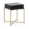 MESITA DE NOCHE 50x40x62 MADERA NEGRO/METAL DORADO