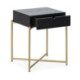 MESITA DE NOCHE 50x40x62 MADERA NEGRO/METAL DORADO