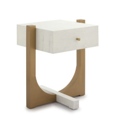 MESITA DE NOCHE 51x45x61 MADERA BLANCO/METAL DORADO