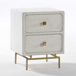 MESITA DE NOCHE 52x44x66 METAL ORO/MADERA MINDI BLANCO