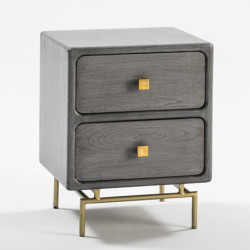 MESITA DE NOCHE 52x44x66 METAL ORO/MADERA MINDI GRIS