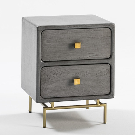 MESITA DE NOCHE 52x44x66 METAL ORO/MADERA MINDI GRIS