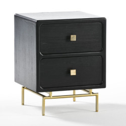 MESITA DE NOCHE 52x44x66 METAL ORO/MADERA MINDI NEGRO