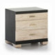 MESITA DE NOCHE 55x40x55 MADERA NEGRO MATE/BLANCO LAVADO 3 CAJONES