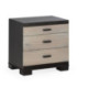MESITA DE NOCHE 55x40x55 MADERA NEGRO/NATURAL PATINA GRIS/METAL NEGRO 3 CAJONES
