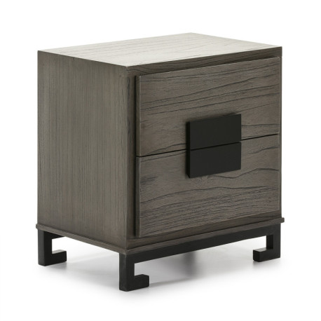 MESITA DE NOCHE 56x41x60 MADERA MINDI GRIS/NEGRO