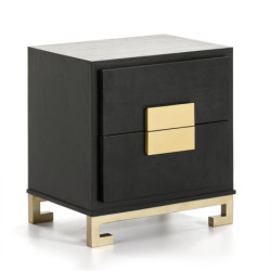 MESITA DE NOCHE 56x41x60 MEDERA MINDI NEGRO/DORADO