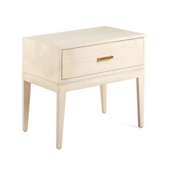 MESITA DE NOCHE 60x40x55 MADERA BLANCO VELADO/METAL DORADO