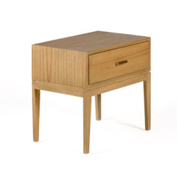 MESITA DE NOCHE 60x40x55 MADERA NATURAL/METAL DORADO