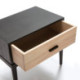 MESITA DE NOCHE 60x40x55 MADERA NEGRO/NATURAL CON PATINA GRIS/METAL NEGRO