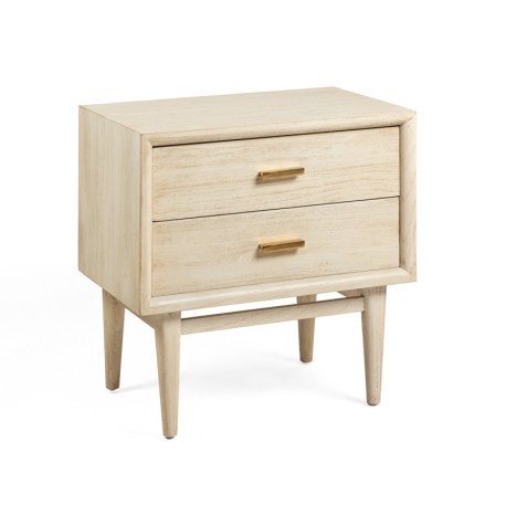 MESITA DE NOCHE 60x40x60 MADERA BLANCO VELADO/METAL DORADO