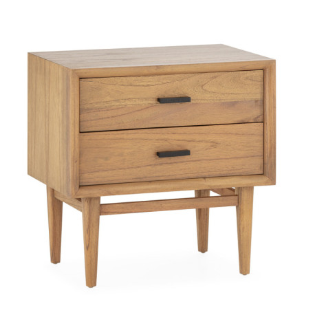 MESITA DE NOCHE 60x40x60 MADERA NATURAL/METAL NEGRO