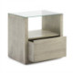 MESITA DE NOCHE 60x45x60 CRISTAL/MADERA GRIS VELADO